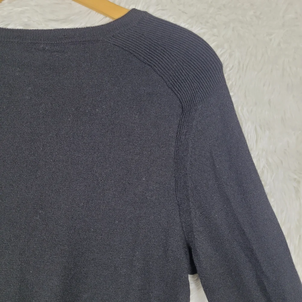Express‎ Merino Wool Blend Crewneck Sweater Mens Medium Black Quiet Luxury